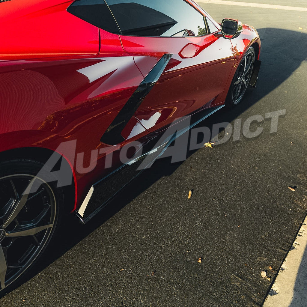 2020-2025 Corvette C8 Stingray EVO Kit Bundle - Front Splitter, Side Skirts & Shark Fin Diffuser
