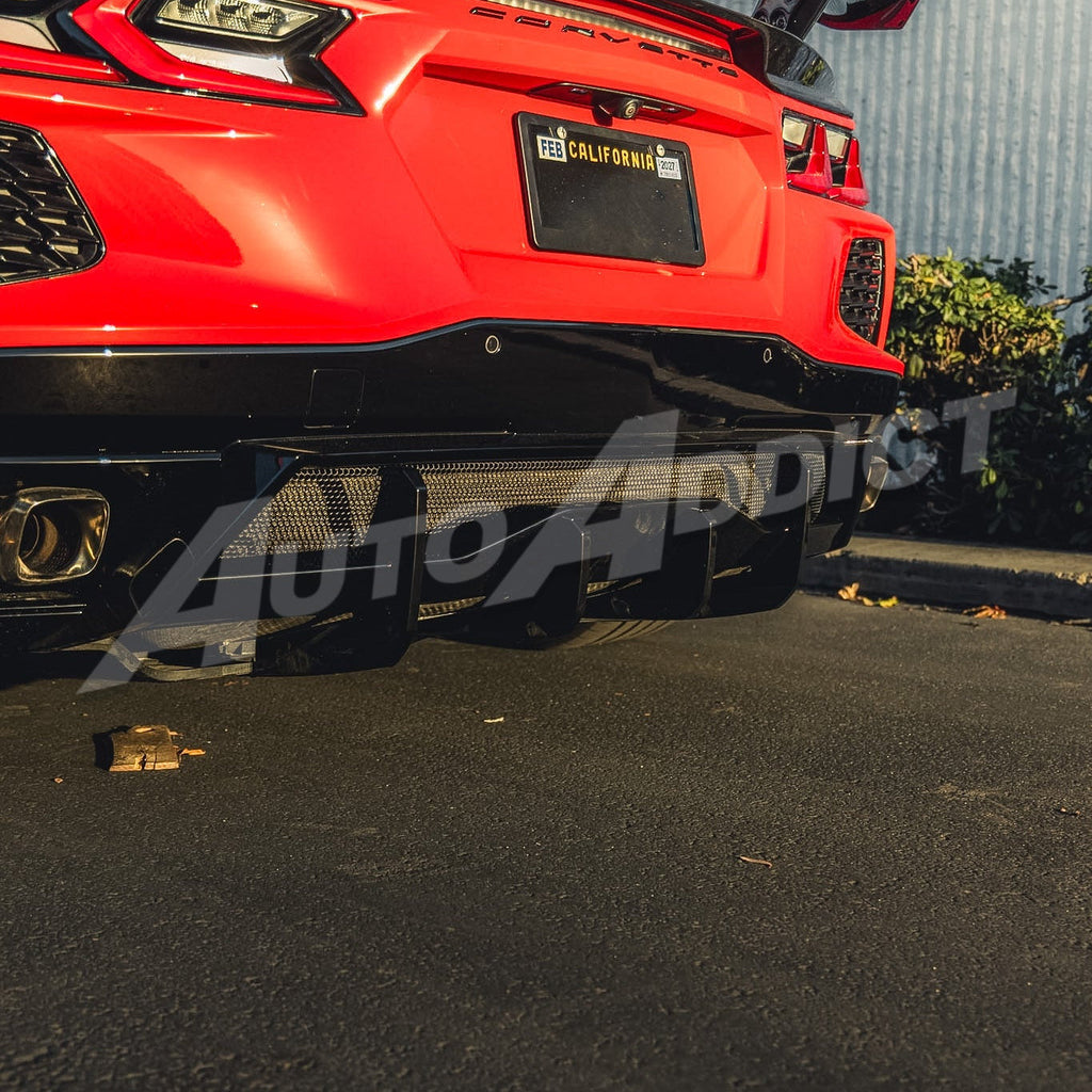 2020-2025 Corvette C8 Stingray EVO Kit Bundle - Front Splitter, Side Skirts & Shark Fin Diffuser