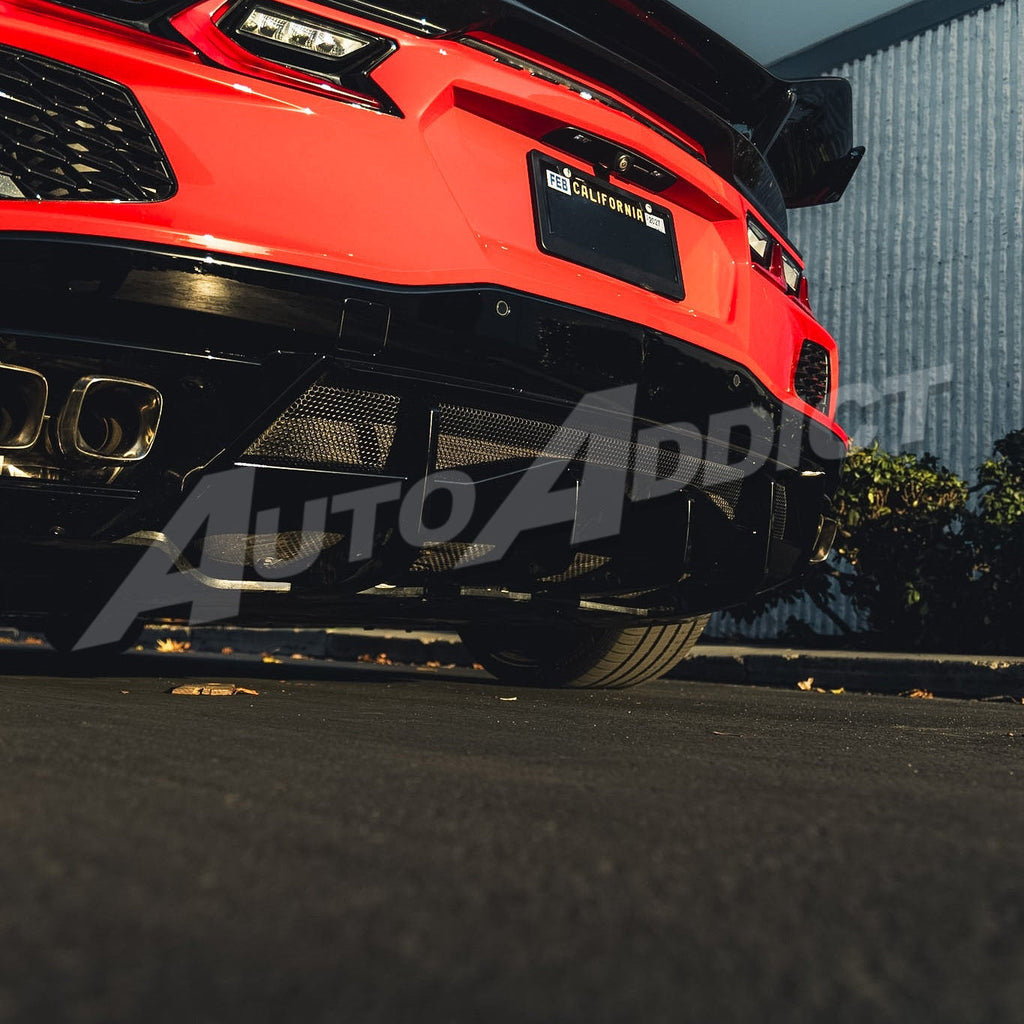 2020-2025 Corvette C8 Stingray EVO Kit Bundle - Front Splitter, Side Skirts & Shark Fin Diffuser