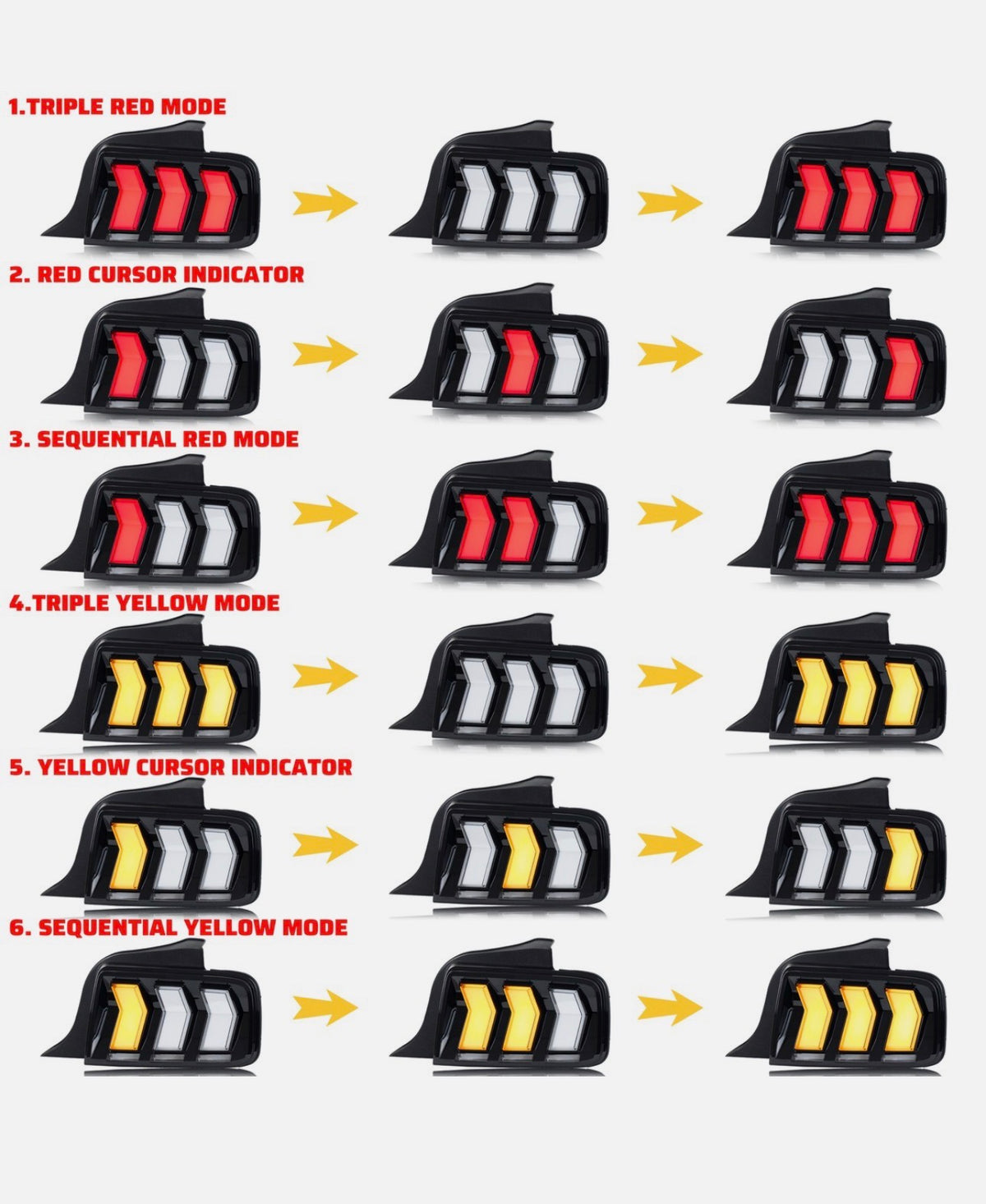 2005-2009 Ford Mustang S197 LED Sequential Taillights - Smoked Lens (Pair)