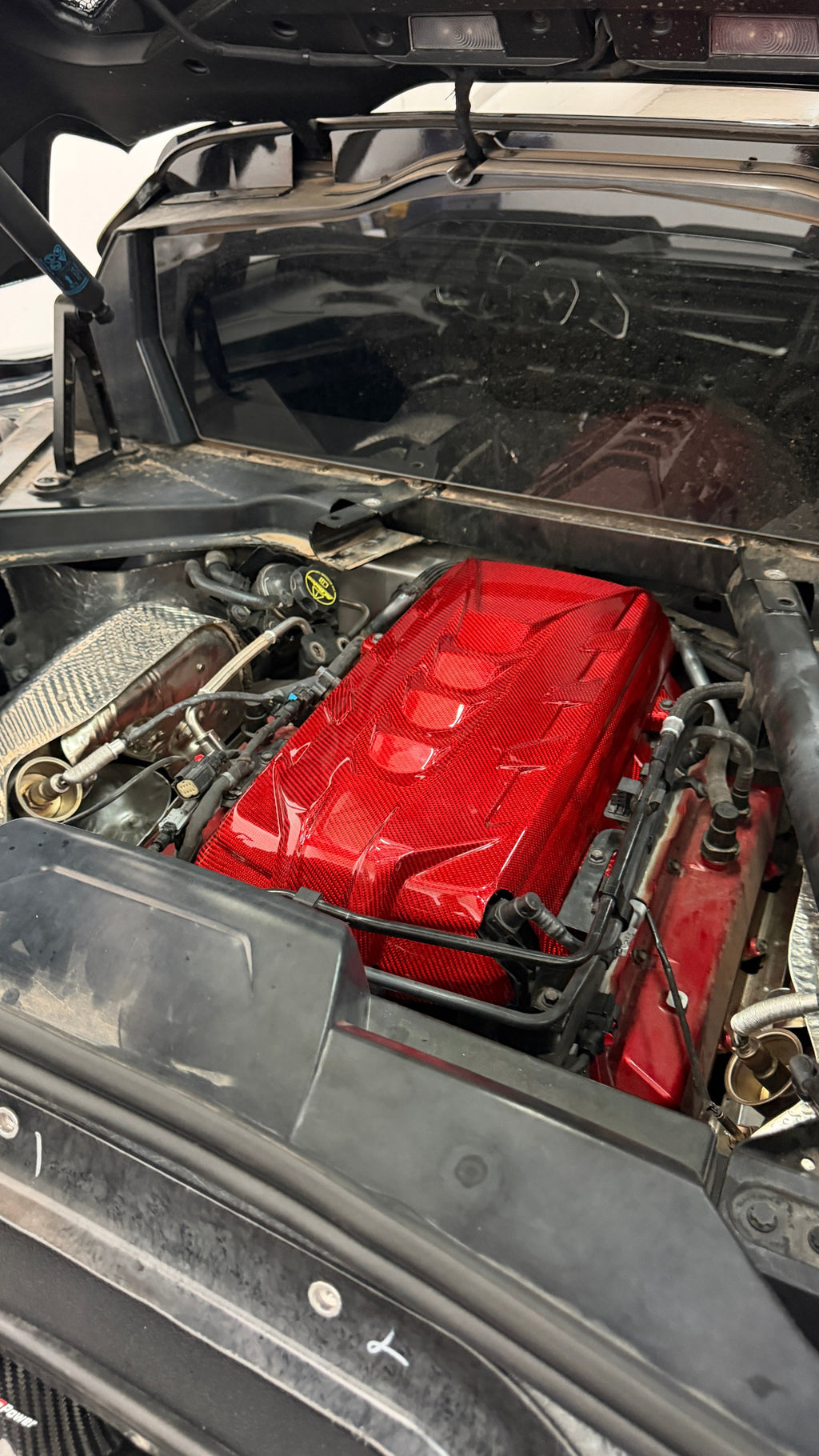 Corvette C8 Red Carbon Fiber Engine Cover