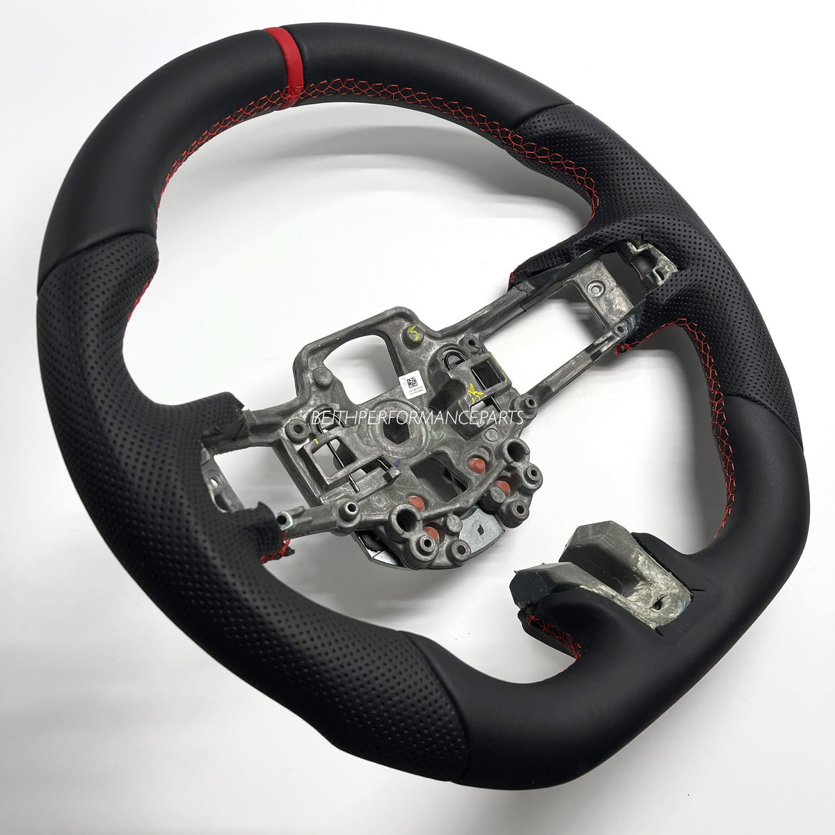 2018+ Ford Mustang Custom Leather Steering Wheel – Red Stitching