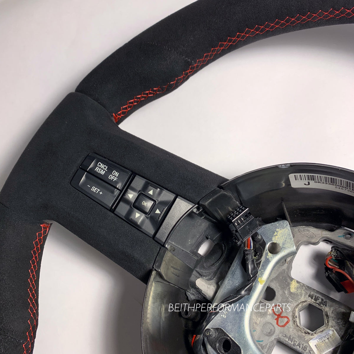2011-2014 Ford Mustang – Full Alcantara – Red Stitching, Red Stripe