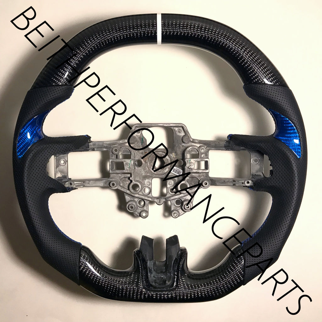 2015-17 Ford Mustang – Carbon – White Stripe , Blue Carbon Inserts