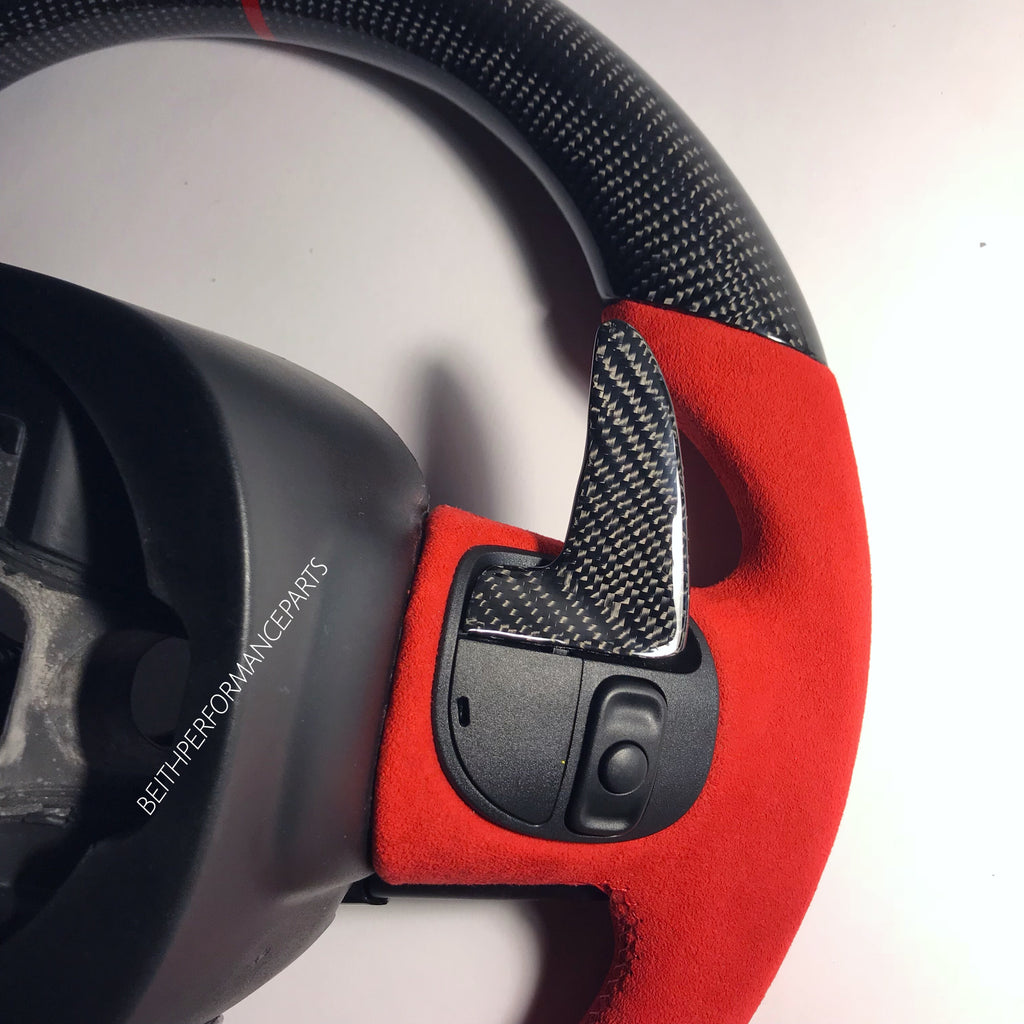 2015+ Dodge Charger/Challenger – Carbon – Red Alcantara Suede , Red Stitching