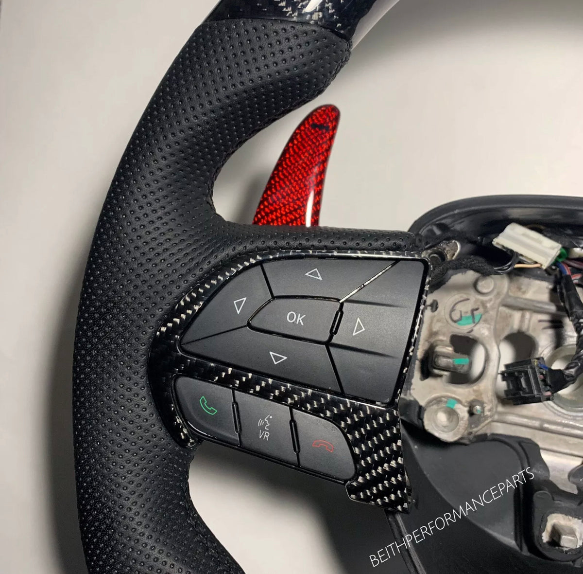 2015+ Dodge Charger/Challenger Hellcat – Carbon – Red Carbon Paddles
