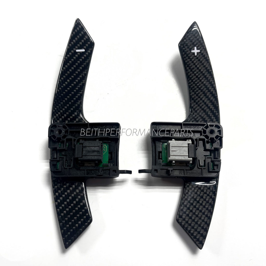2015+ Ford Mustang – Custom Carbon Paddle Shifters (White Symbols)