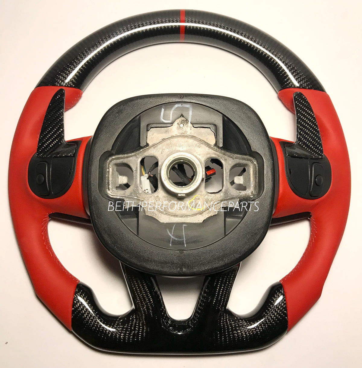2015-2024 Dodge Charger/Challenger Carbon Fiber Steering Wheel – Red Leather & Red Stitching