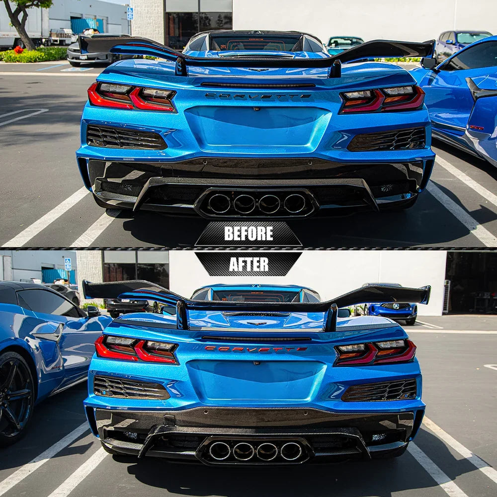 2023-2026 C8 Corvette Z06/E-Ray Z07 Carbon Fiber Rear High Spoiler w/ Integrated Upriser 1pc