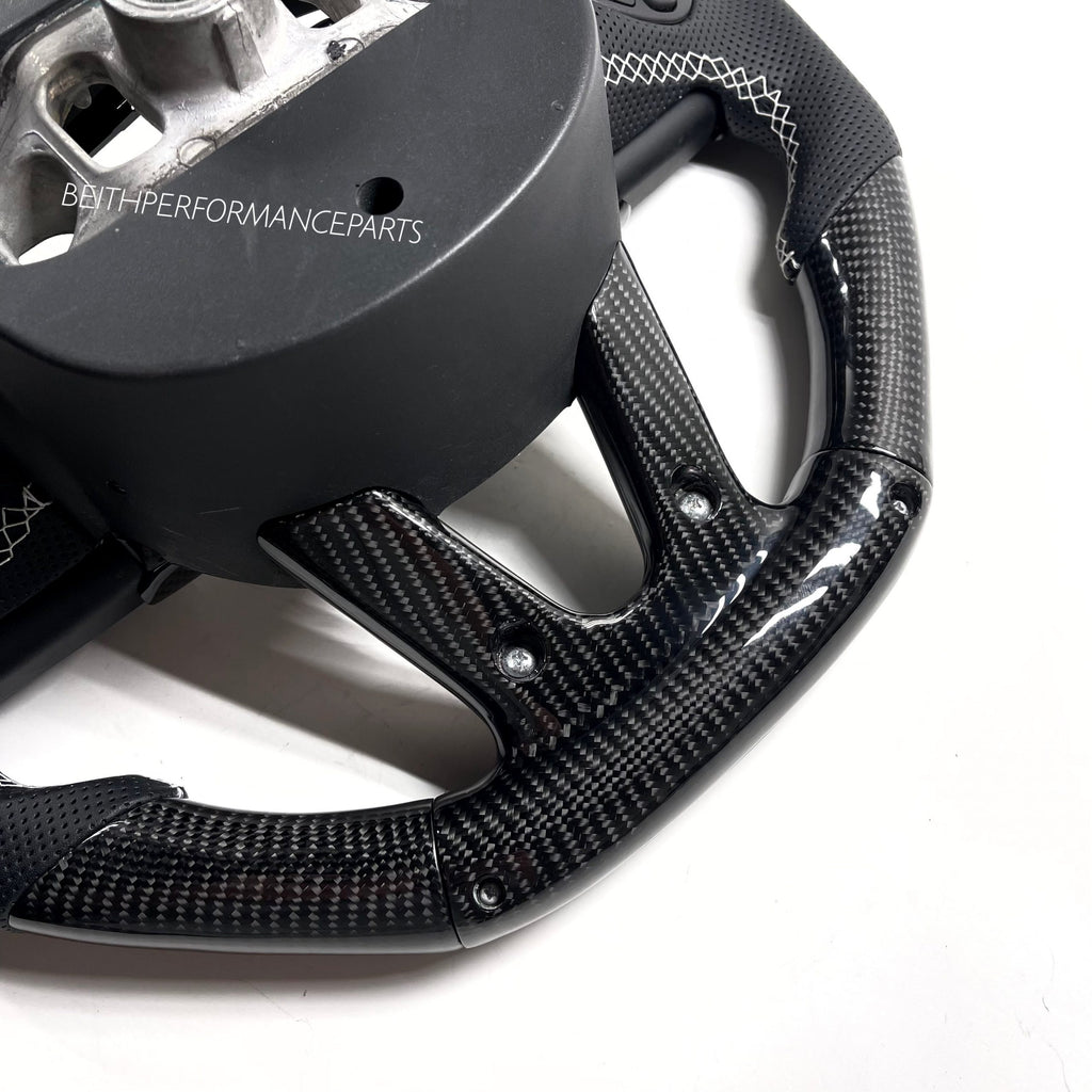 2015+ Dodge Hellcat / 2014+ Jeep SRT – Carbon – White Stitching