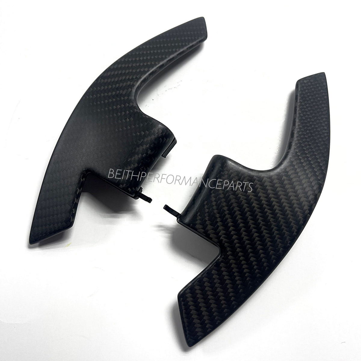 2015+ Ford Mustang – Custom Matte Carbon Paddle Shifters (White Symbols)