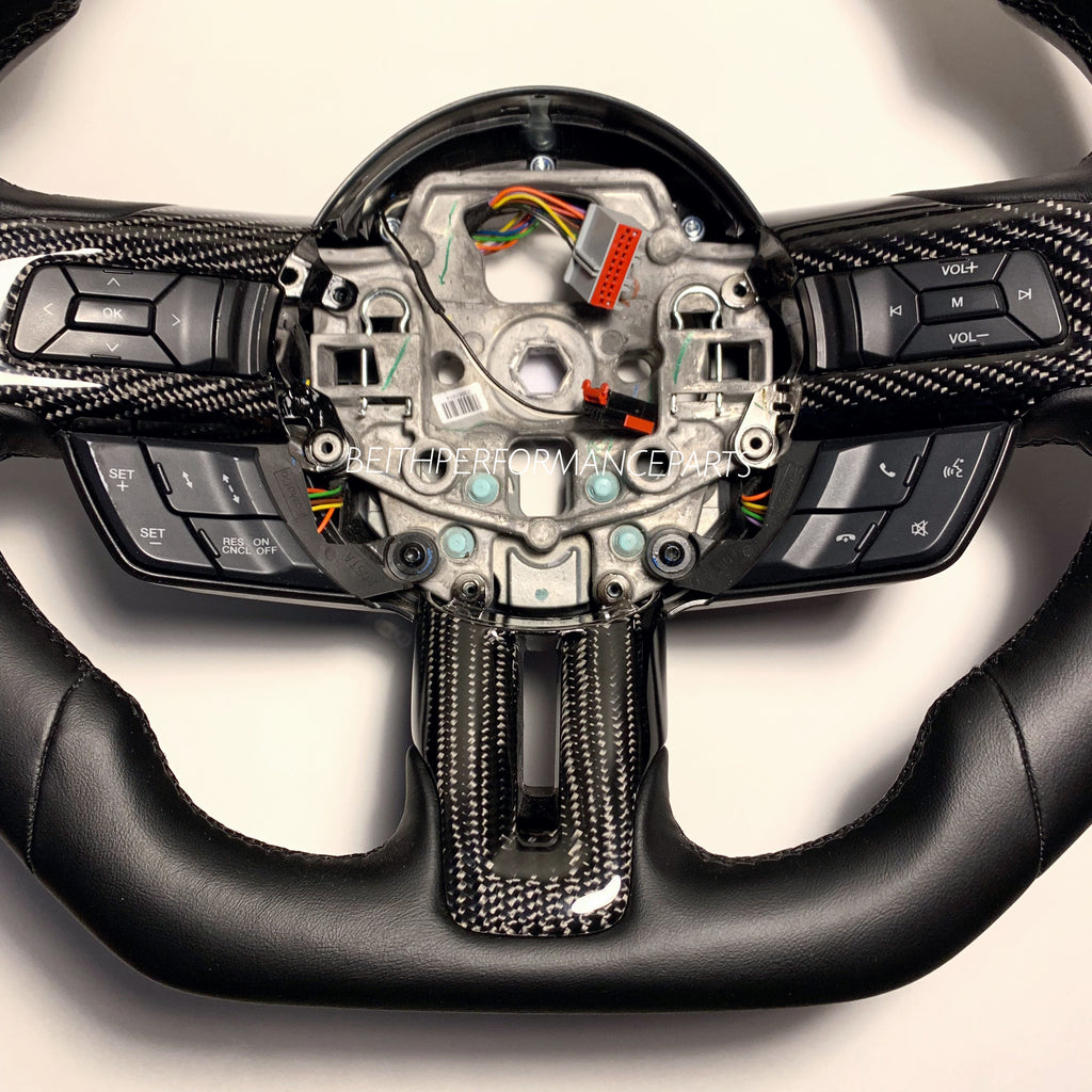 2015-2017 Ford Mustang – Custom Full Black Leather – With Carbon Bezels