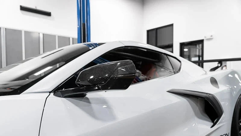 C8 Corvette Carbon Fiber Mirror Bottom Overlays (2020+)