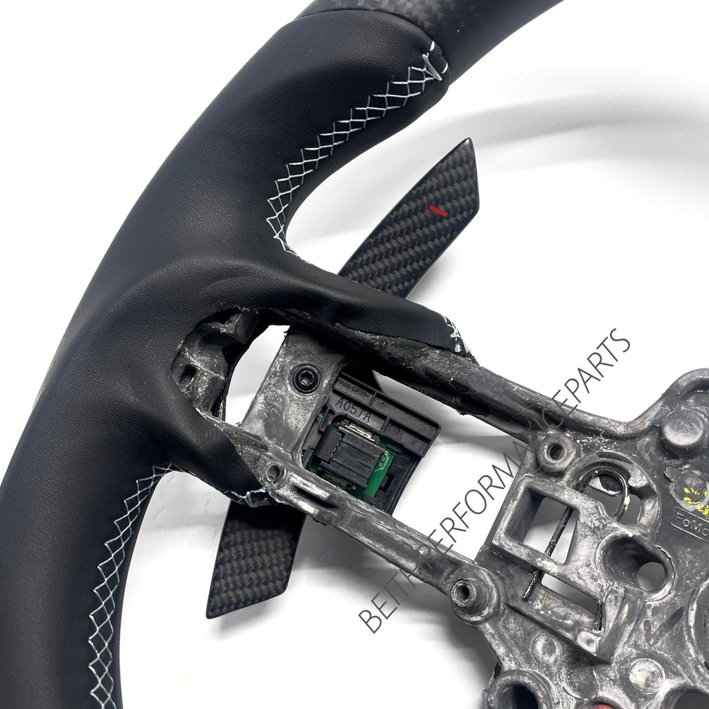 2015+ Ford Mustang – Custom Matte Carbon Paddle Shifters (White Symbols)