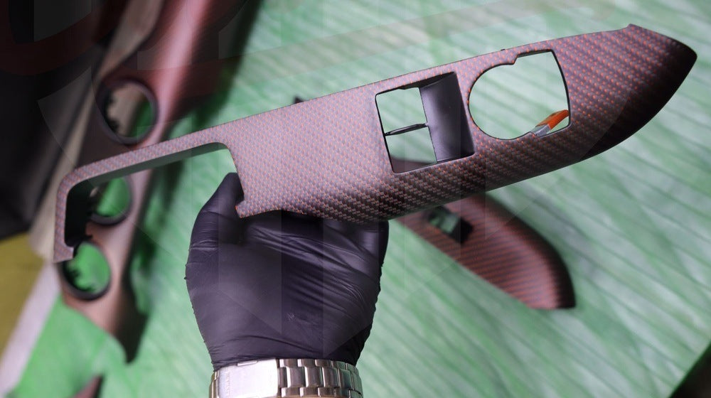2015-2023 S550 Mustang Matte Reflective Red Carbon fiber Window Switch