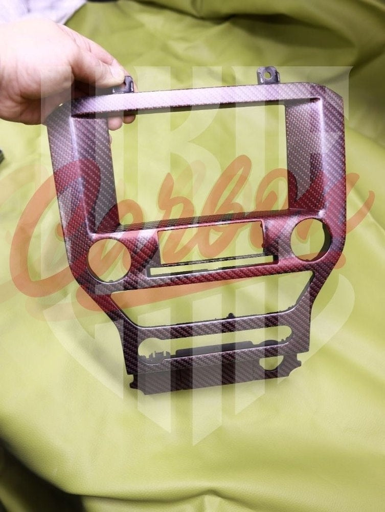 2015-2023 Mustang S550 Matte Red Reflective Carbon Fiber Navigation Bezel