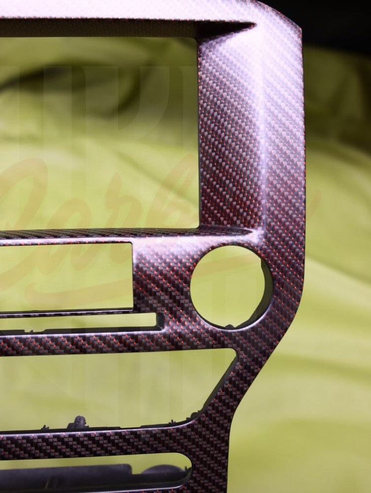 2015-2023 Mustang S550 Matte Red Reflective Carbon Fiber Navigation Bezel