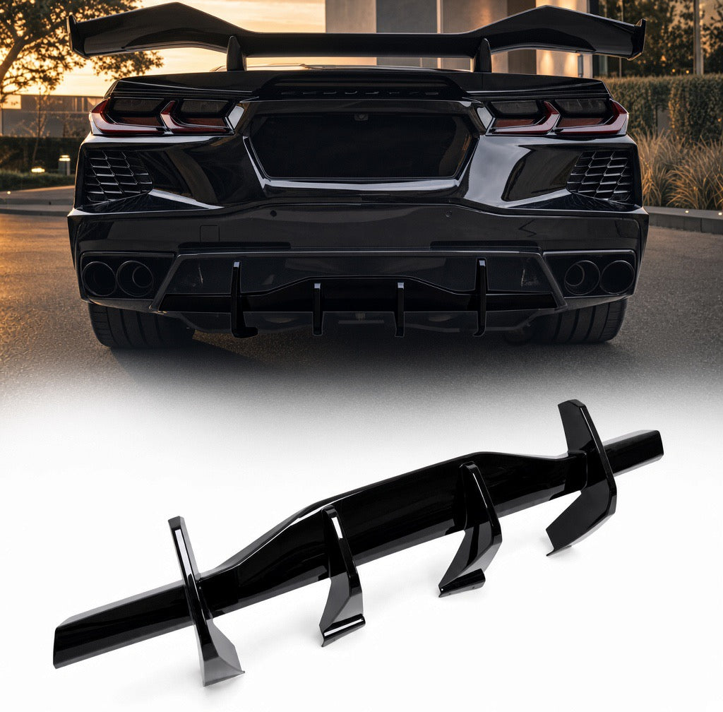 2020-2027 C8 Rear Diffuser Module Shark Fins for Grand Sport / E-Ray / Stingray