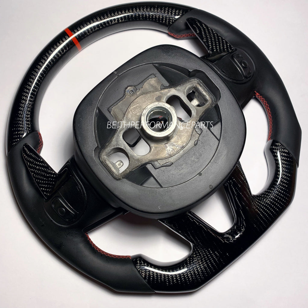 2015+ Dodge Charger/Challenger – Carbon – Red Stitching, Red Stripe