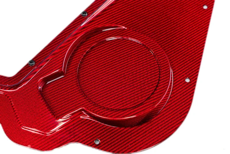 Corvette C8 Convertible Clear Engine Cover with Red Carbon Fiber Surround