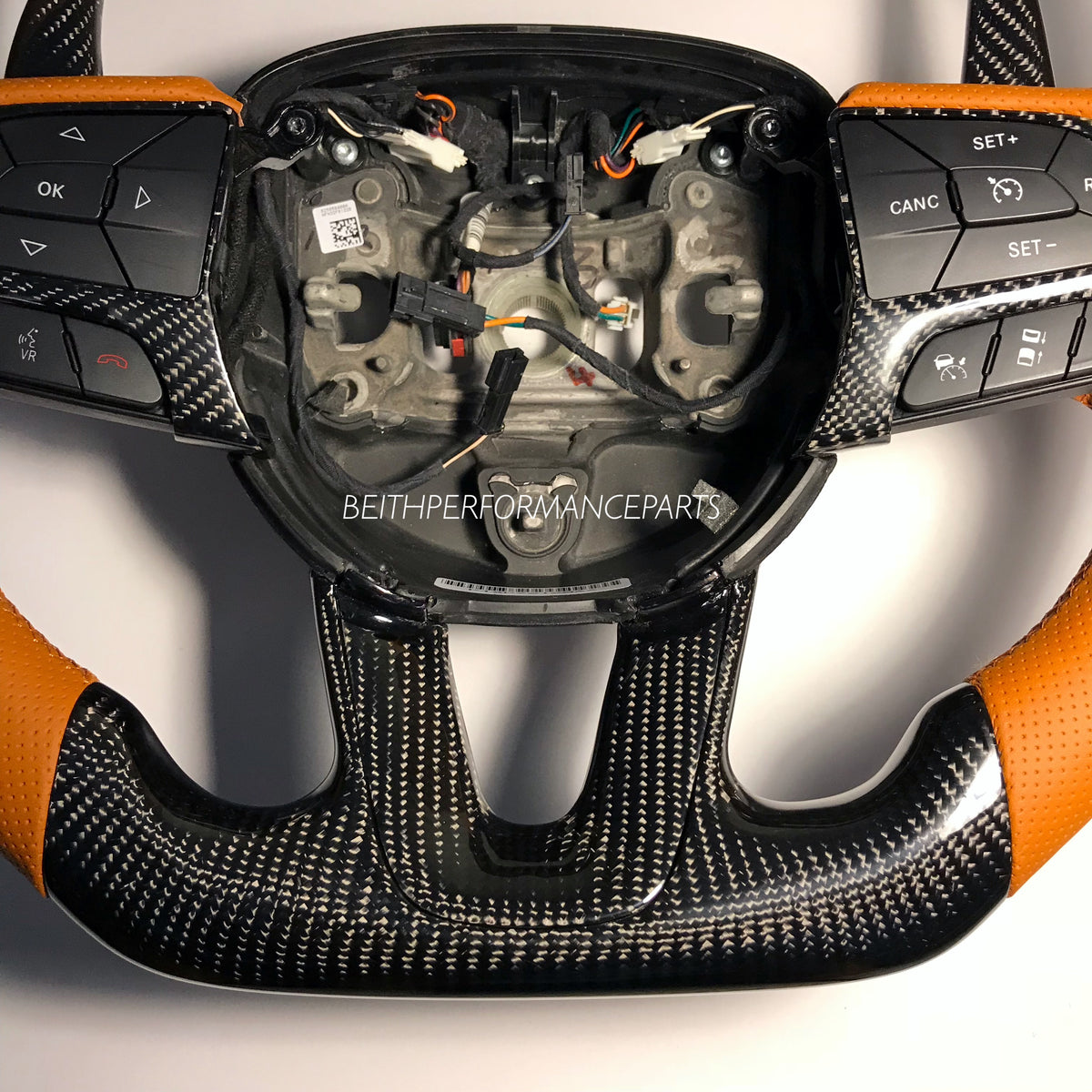 2015+ Dodge Charger/Challenger – Carbon – Sepia Tan Leather , Tan Stitching