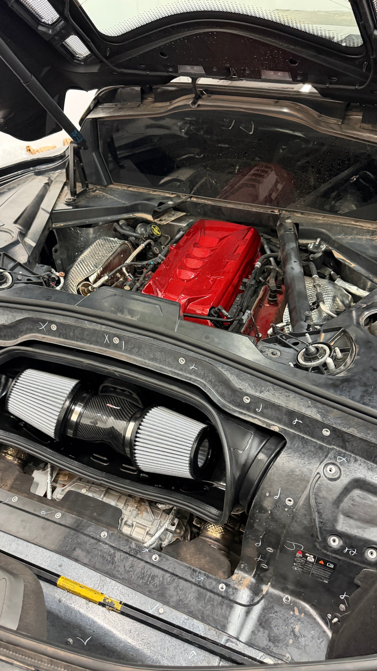 Corvette C8 Red Carbon Fiber Engine Cover