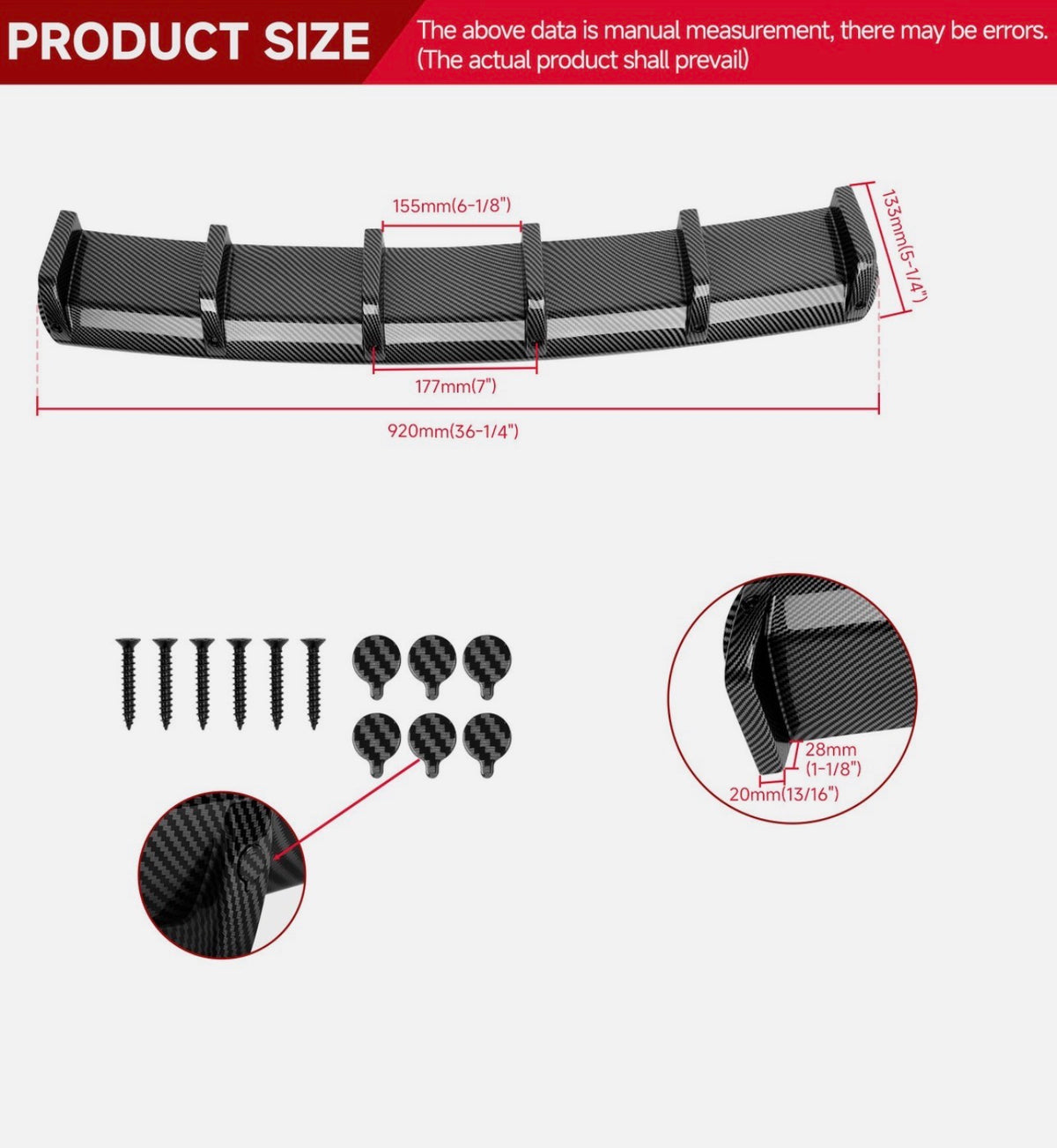 1999-2004 Ford Mustang Carbon Fiber Rear Diffuser - Shark Fins Lower Valance Lip