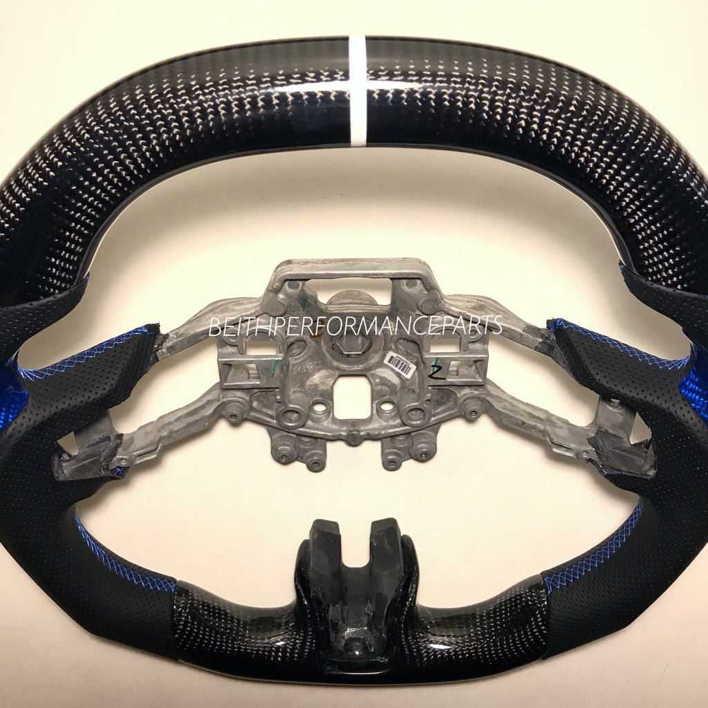 2015-17 Ford Mustang – Carbon – White Stripe , Blue Carbon Inserts