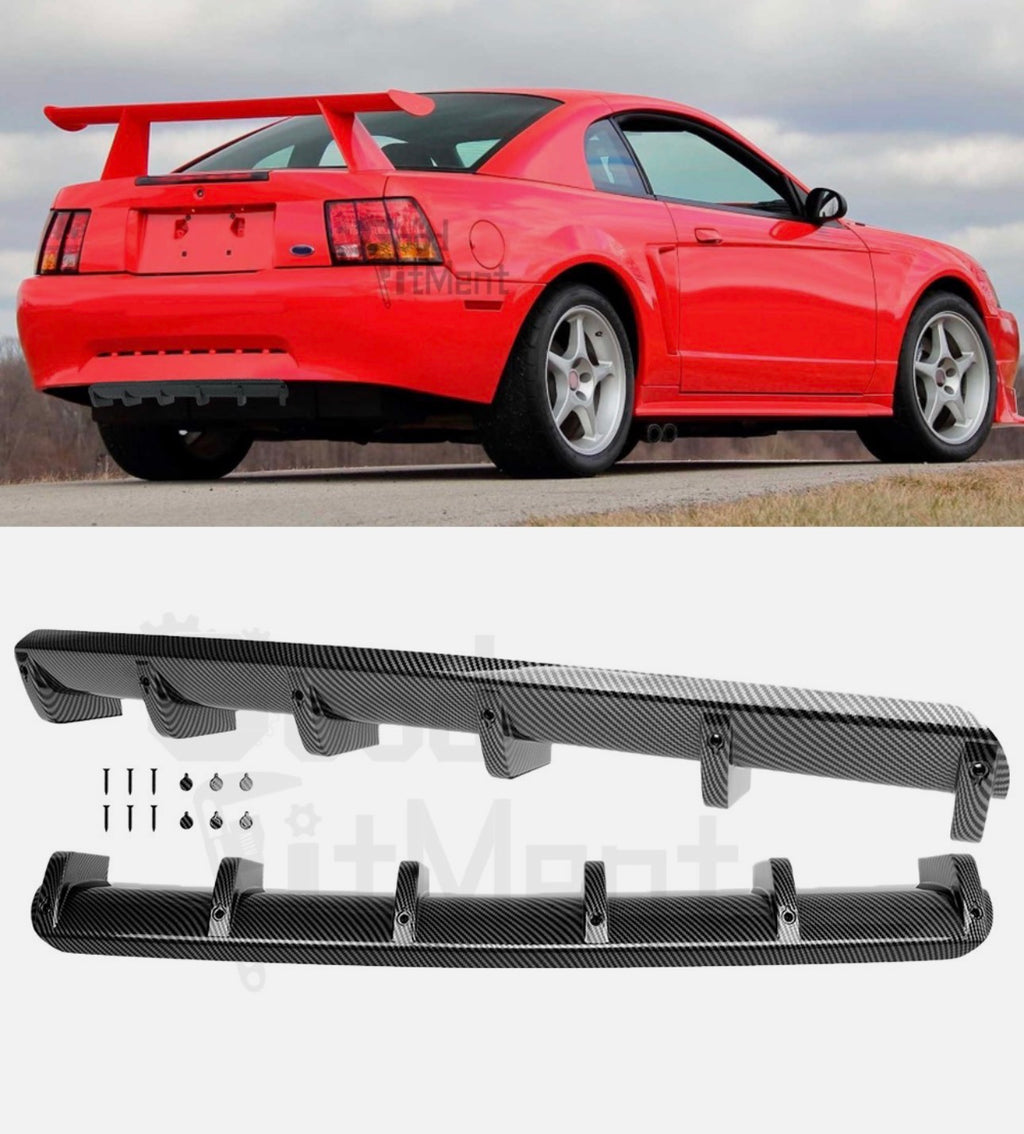 1999-2004 Ford Mustang Carbon Fiber Rear Diffuser - Shark Fins Lower Valance Lip