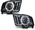 2005-2009 Ford Mustang S197 LED DRL Headlights Assembly - Smoky Lens Chrome Housing (Pair)