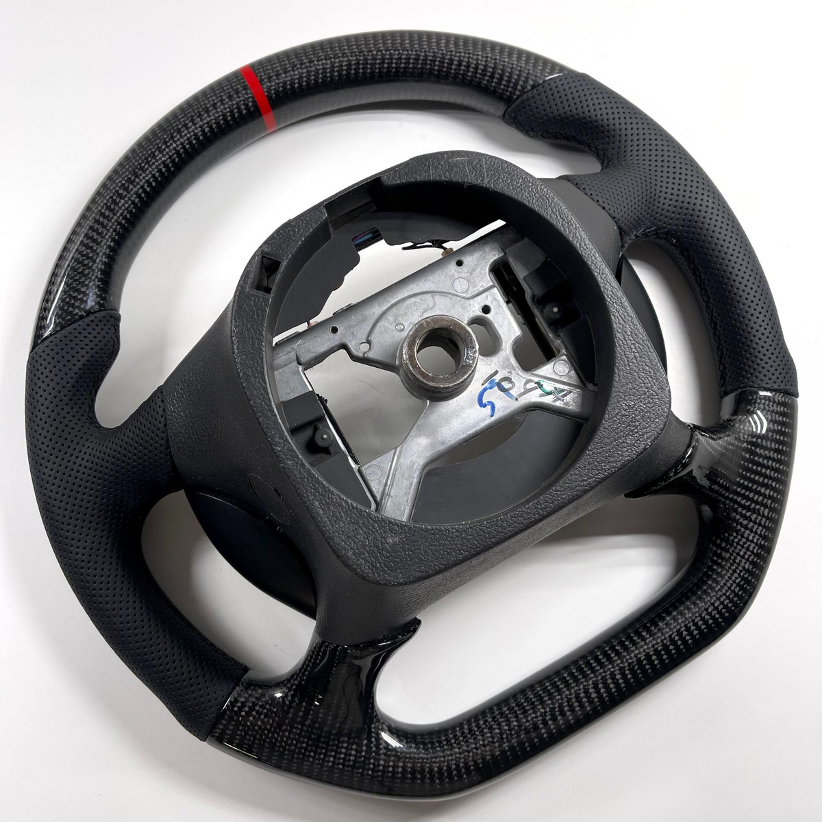 1994-2004 Ford Mustang Carbon Fiber Steering Wheel – Black Stitching & Red Stripe