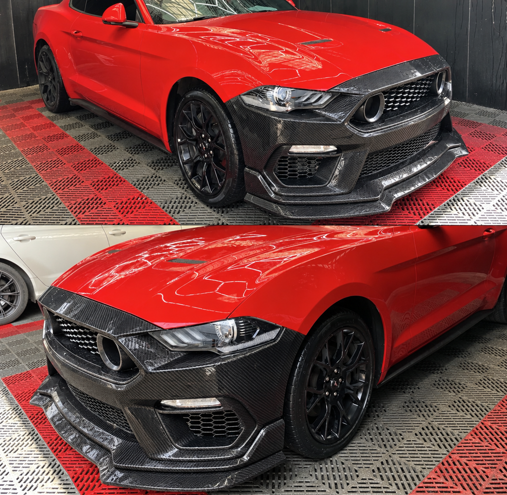 2018-2023 Ford Mustang Mach 1 Style Front Bumper Conversion Kit - Real Carbon Fiber