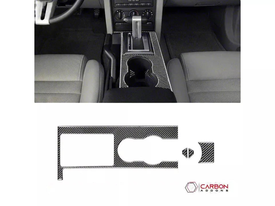 2005-2009 Ford Mustang Carbon Fiber Center Console Trim Overlay (w/ Ambient Light)