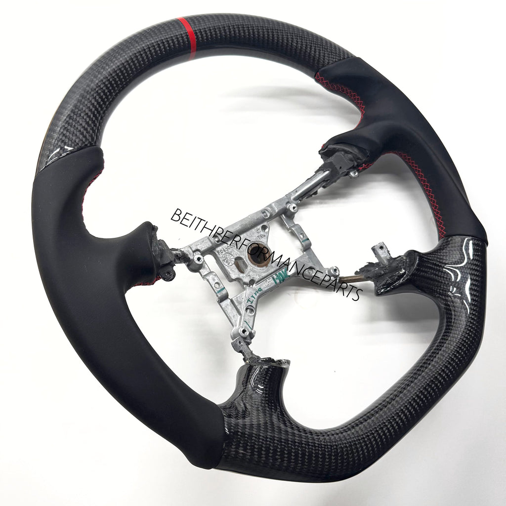 1994-2004 Ford Mustang Carbon Fiber Steering Wheel – Red Stitching & Red Stripe
