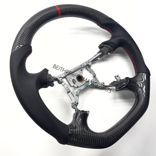 1994-2004 Ford Mustang Carbon Fiber Steering Wheel – Red Stitching & Red Stripe