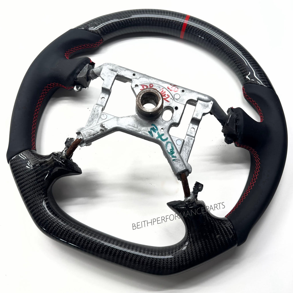 1994-2004 Ford Mustang Carbon Fiber Steering Wheel – Red Stitching & Red Stripe