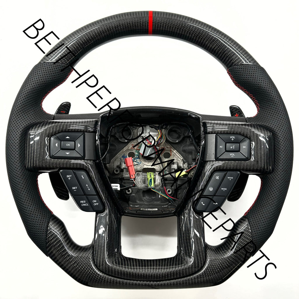 2017-2020 Ford Raptor – Carbon – Heated , Red Stitching