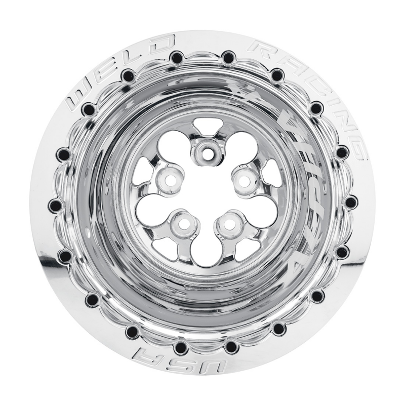 Weld Alpha-1 15x14/5x4.75/4 BS/3.18 HB - Polished Center - Polished Shell - Black SBL MT Wheel