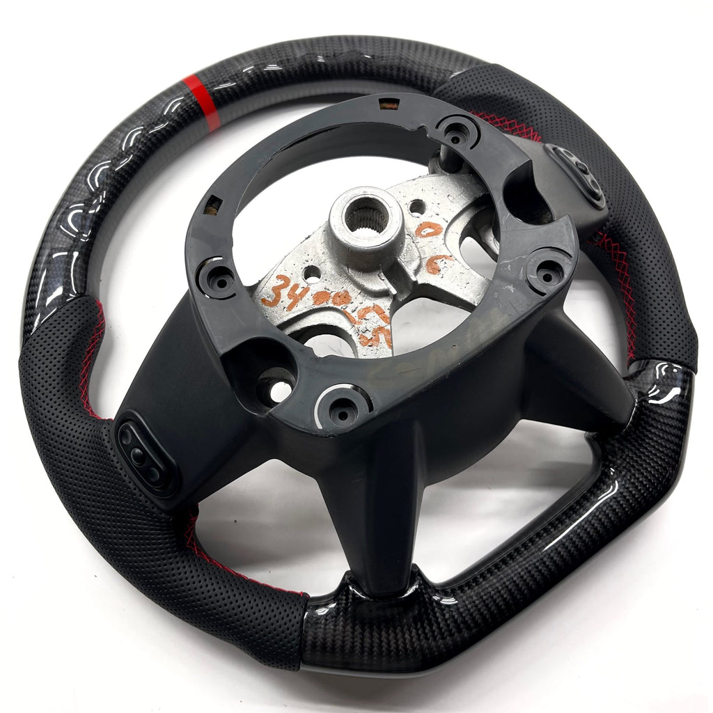 2006-2007 Jeep Grand Cherokee SRT8 Carbon Fiber Steering Wheel - Red Stitching image 2