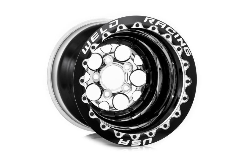 Weld Magnum 16x16 / 5x4.75 / 4 BS / 3.18 HB - Polished Center - Black Shell - Black DBL Wheel