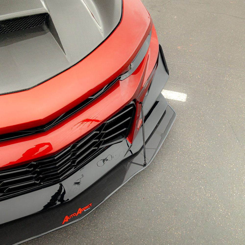 2019-2024 Chevy Camaro SS/RS Carbon Fiber Extension Splitter with Rods image 0
