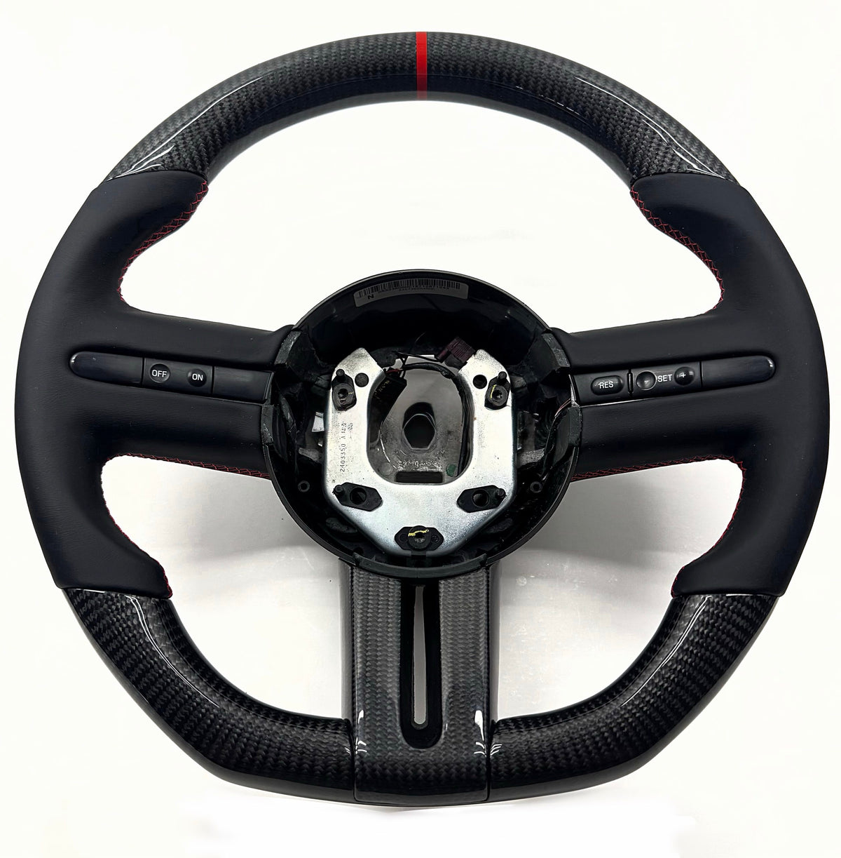 2005-2009 Ford Mustang GT500 Carbon Fiber Steering Wheel - Red Stitch image 0