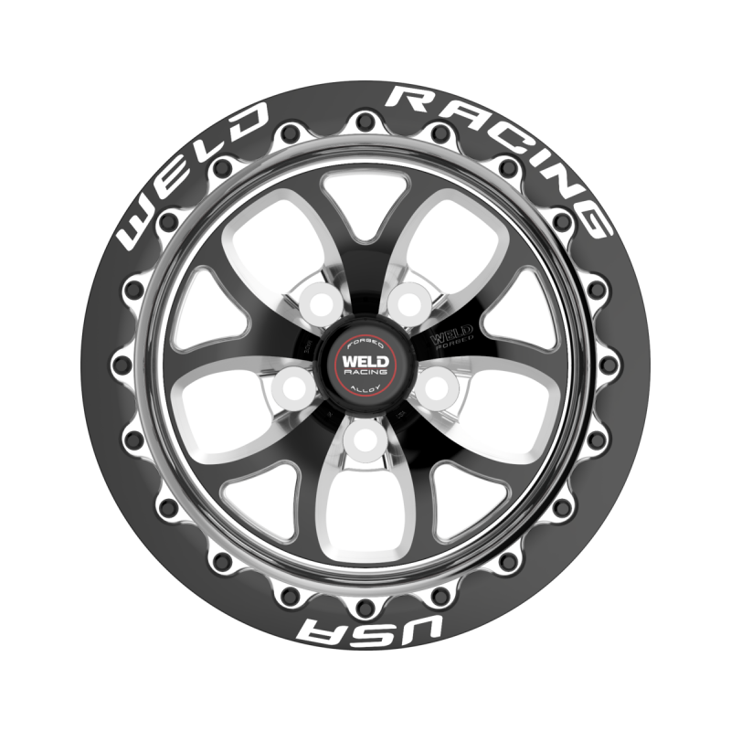 Weld S76 Beadlock 15x9/5x120.65/4.5 BS/3.18 HB - Black Center - Polished Shell - Black SBL MT Wheel