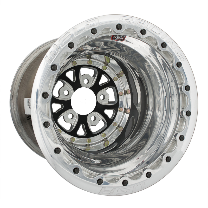 Weld V-Series 15x10/5x4.5/3 BS/3.18 HB - Black Center - Polished Shell - Polished SBL MT Wheel