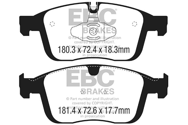 EBC 2016+ Volvo XC60 2.0L Turbo T5 Redstuff Front Brake Pads