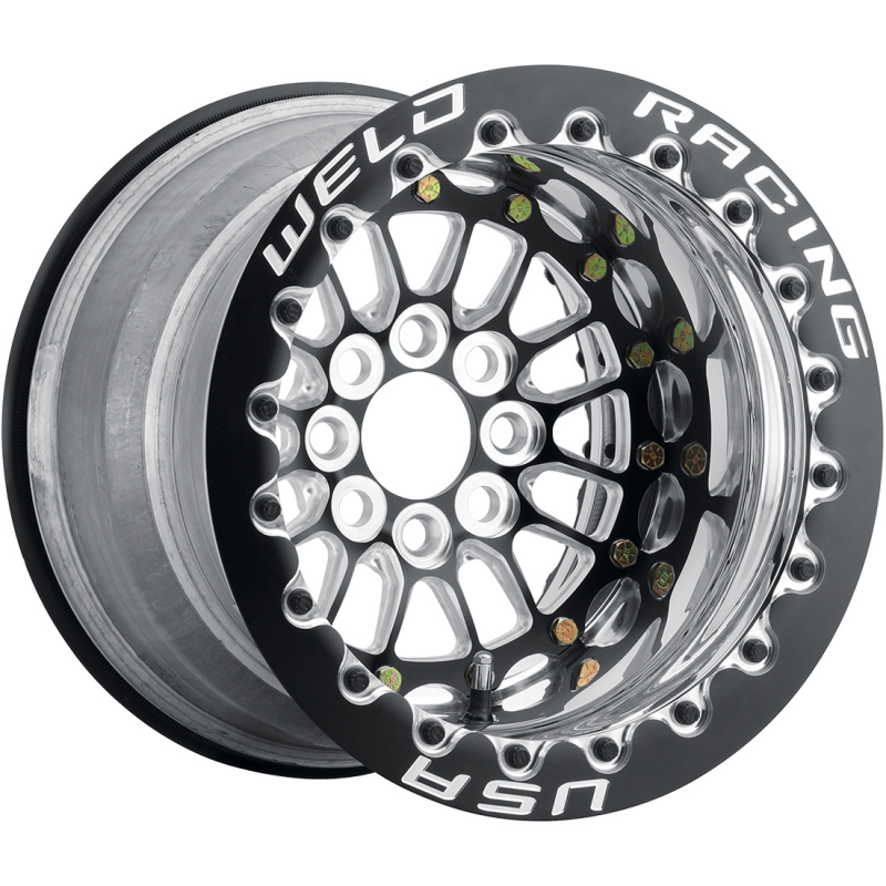 Weld Tuner Import 15x8 / 4x100 / 5 BS / 2.25 HB - Black Center - Polished Shell - Non-BL Wheel