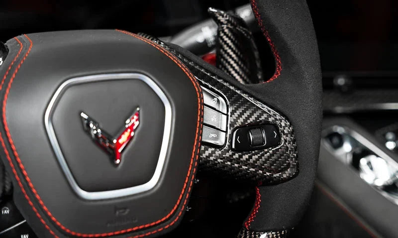 C8 Corvette Carbon Fiber Steering Wheel Trim Overlay – Heated Steering Wheels