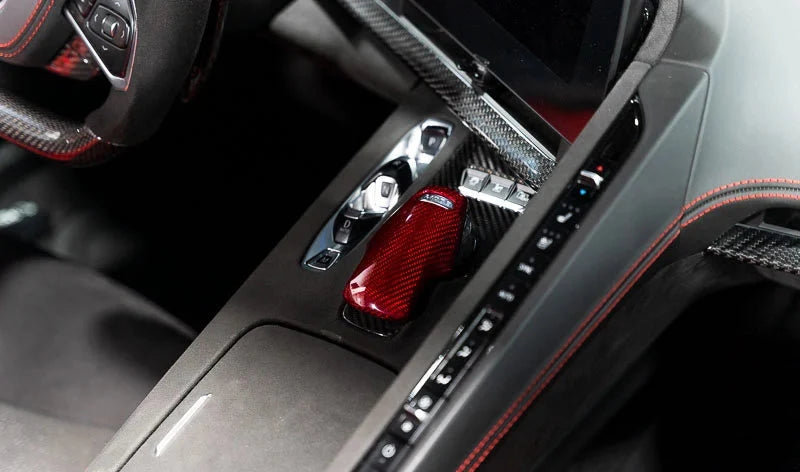 Corvette C8 Red Carbon Fiber Mode Selector Overlay