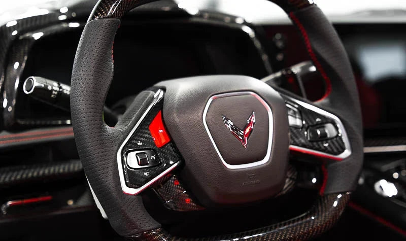 C8 Corvette Steering Wheel Black Side Covers — 1LT, Non-Heated