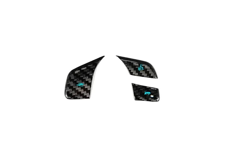 2020–2023 C8 Corvette Carbon Fiber Steering Wheel Button Covers – 1LT Non-Heated